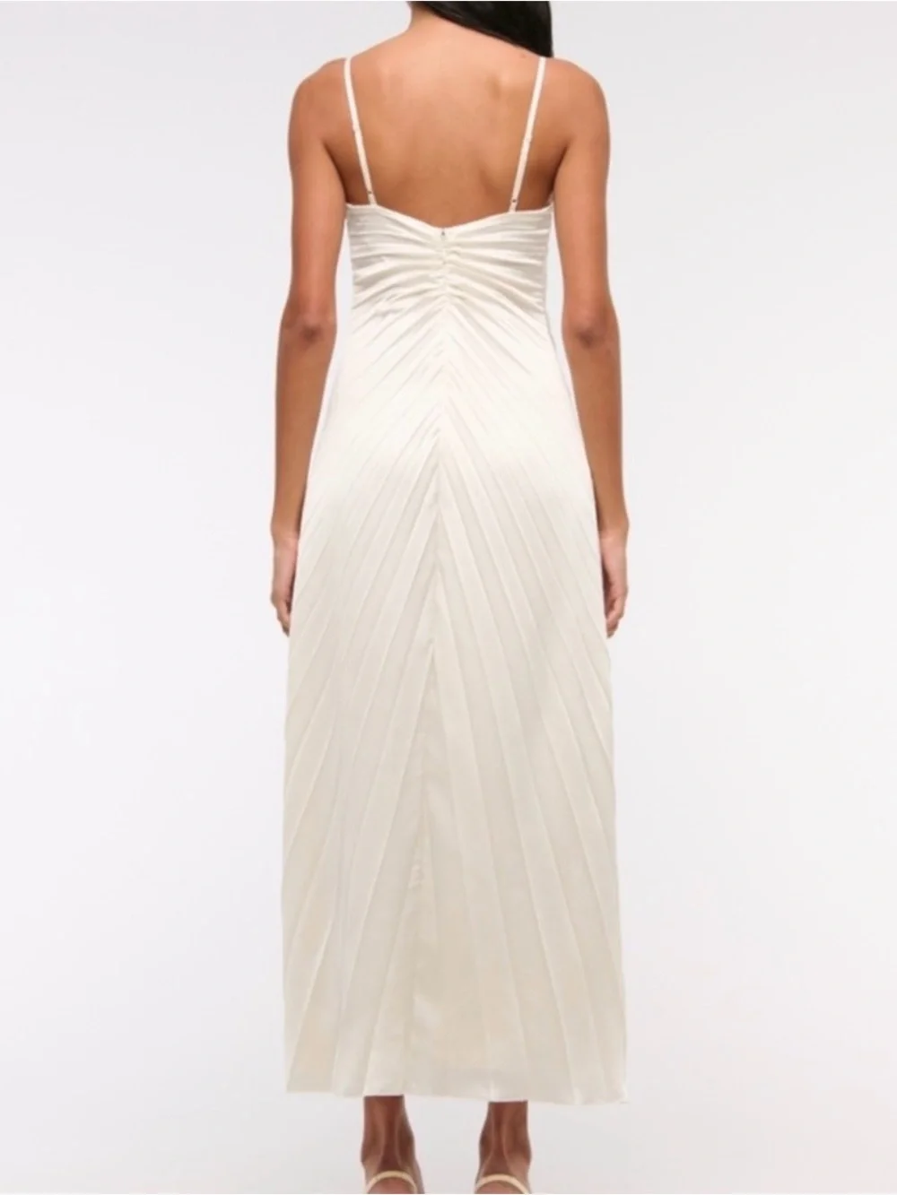 Abercrombie & Fitch Ivory Pleated Maxi Dress